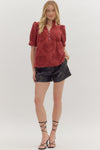 Gina Applique front button blouse