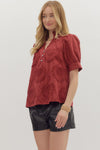 Gina Applique front button blouse