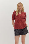 Gina Applique front button blouse