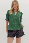 Gina Applique front button blouse