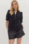 Gina Applique front button blouse