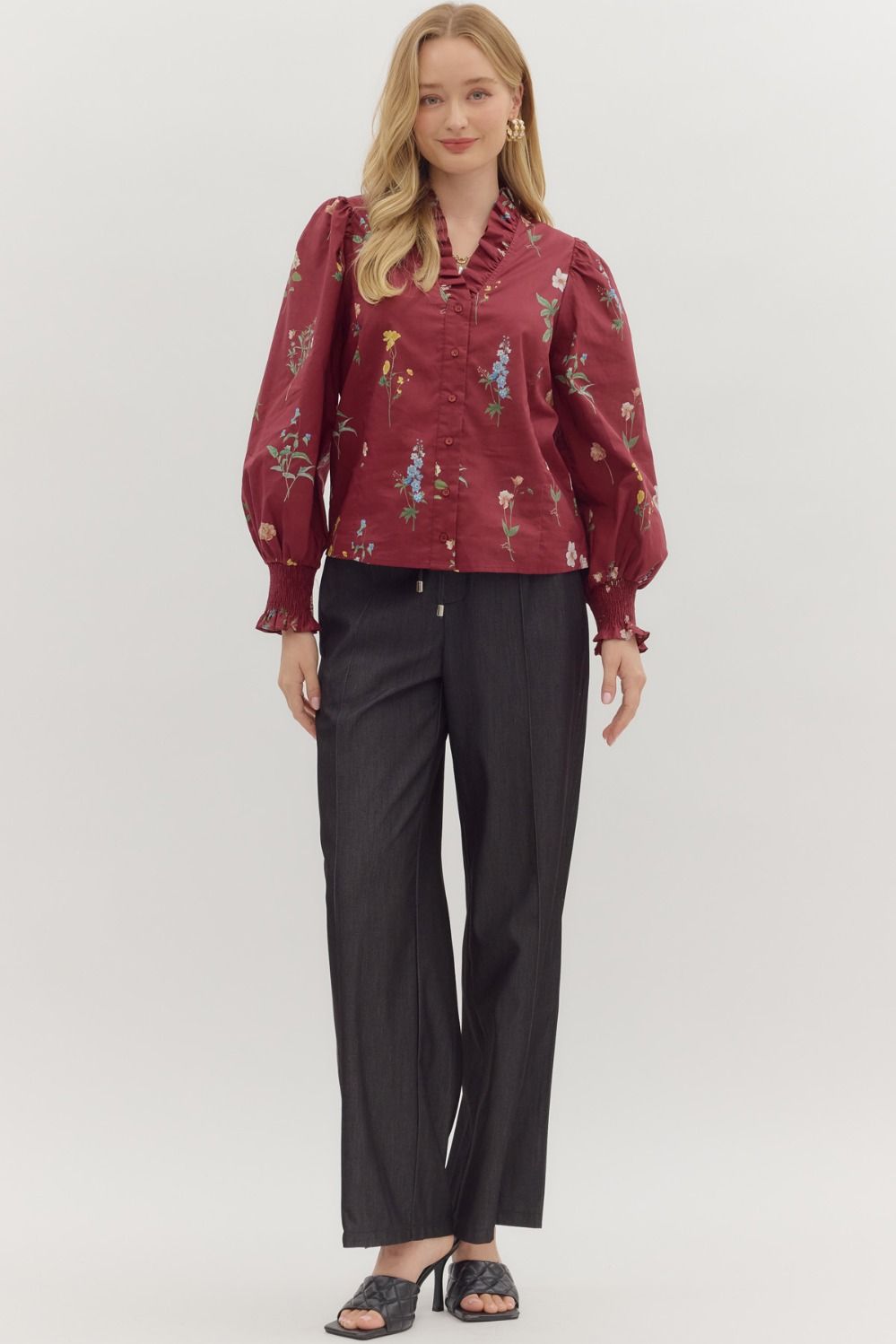 Fall Vintage Floral Blouse