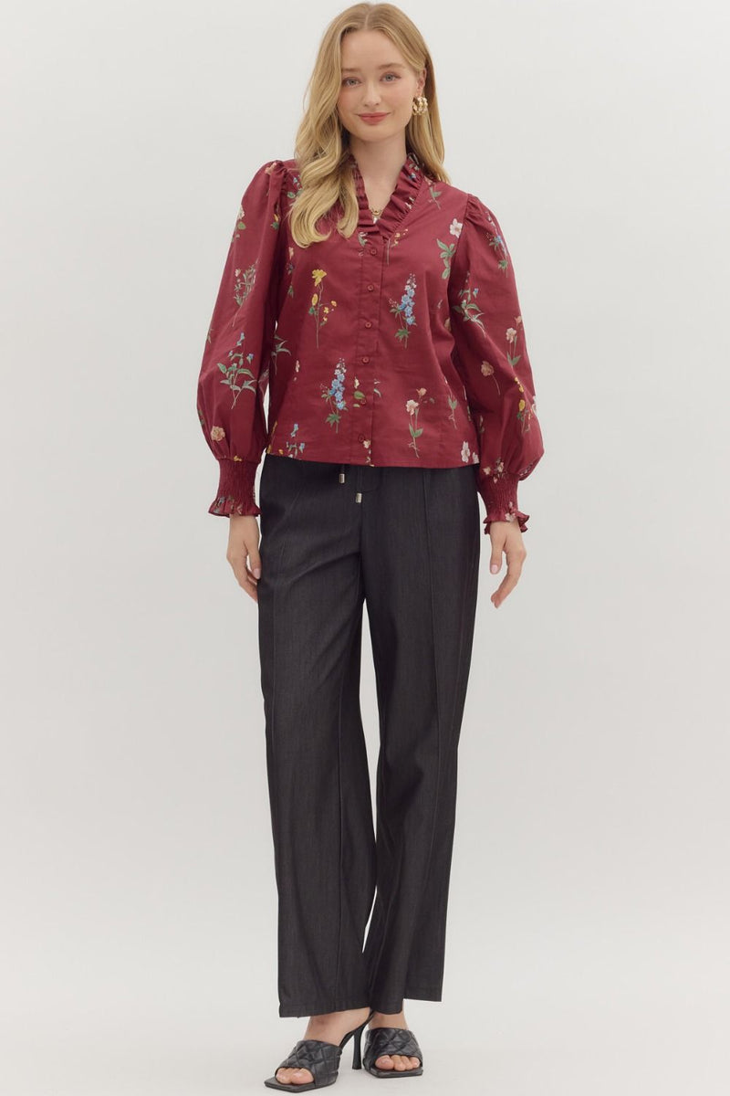 Fall Vintage Floral Blouse