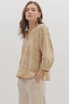 Embroidered Botanical 3/4 Sleeve Blouse