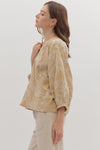 Embroidered Botanical 3/4 Sleeve Blouse