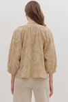 Embroidered Botanical 3/4 Sleeve Blouse
