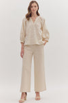 Embroidered Botanical 3/4 Sleeve Blouse