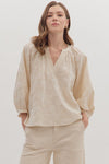 Embroidered Botanical 3/4 Sleeve Blouse