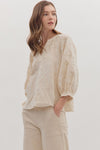 Embroidered Botanical 3/4 Sleeve Blouse