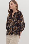 Embroidered Botanical 3/4 Sleeve Blouse