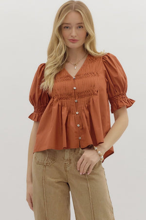 Silvi Smocked Front Blouse