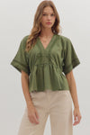 Ellie Perplum Top w/ Lace Trim Detail