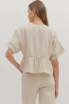 Ellie Perplum Top w/ Lace Trim Detail