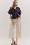 Ellie Perplum Top w/ Lace Trim Detail