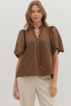 Vera Blouse w/ Flare Embroidered Sleeve