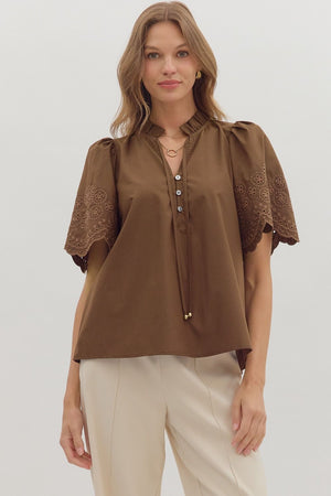 Vera Blouse w/ Flare Embroidered Sleeve