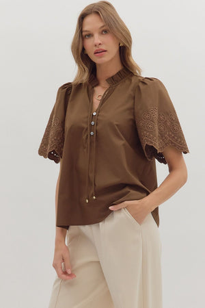 Vera Blouse w/ Flare Embroidered Sleeve