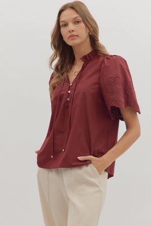 Vera Blouse w/ Flare Embroidered Sleeve