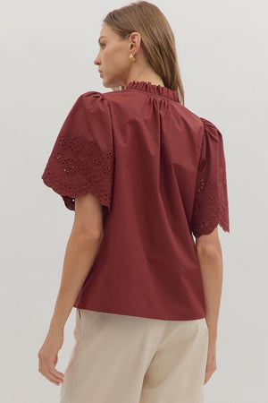 Vera Blouse w/ Flare Embroidered Sleeve