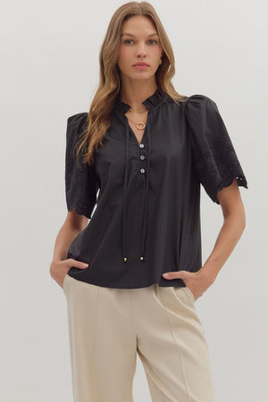 Vera Blouse w/ Flare Embroidered Sleeve