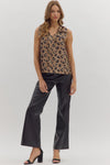 Sleeveless Shoulder Detail Leopard Top