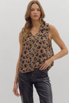 Sleeveless Shoulder Detail Leopard Top