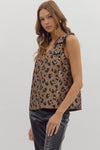 Sleeveless Shoulder Detail Leopard Top