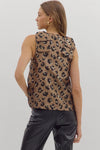 Sleeveless Shoulder Detail Leopard Top