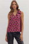 Sleeveless Shoulder Detail Leopard Top
