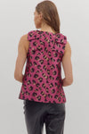 Sleeveless Shoulder Detail Leopard Top