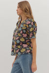 Bethany Floral Blouse w/ Trim Detail
