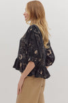 High-Low Drop Ruffle Blouse