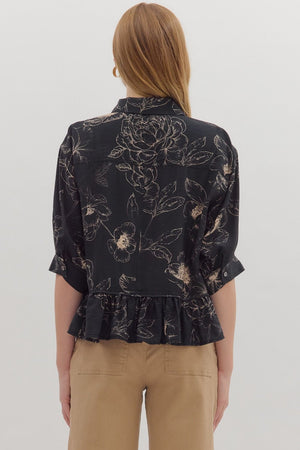 High-Low Drop Ruffle Blouse