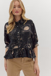High-Low Drop Ruffle Blouse