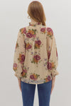 Long Sleeve Floral Button Front Blouse