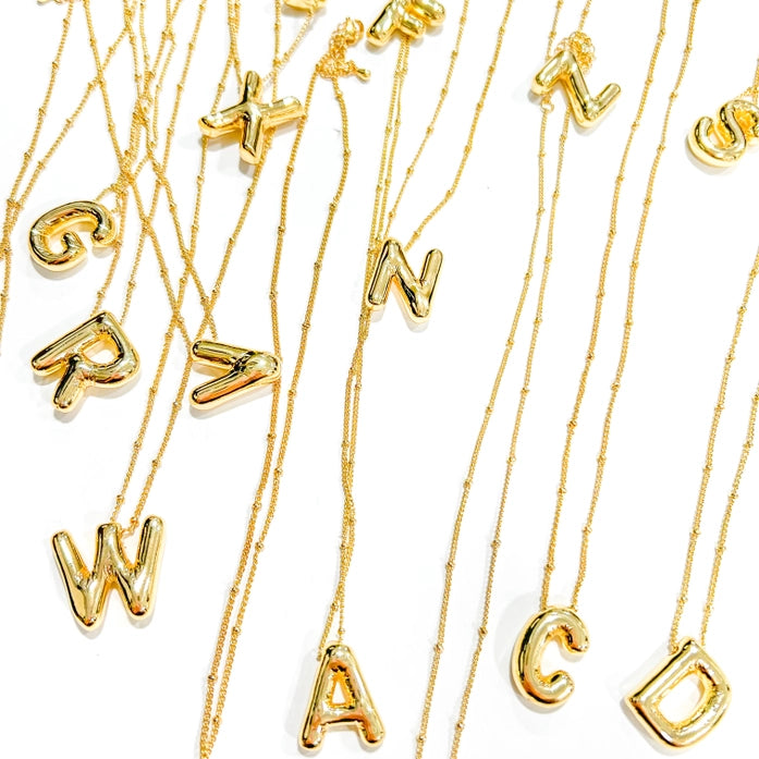Savvy Bling Initial Balloon Bubble 18K Gold Filled Necklace