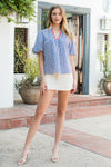 THML Blue Stripe Orange dot detail top