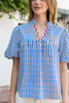 THML Blue Stripe Orange dot detail top