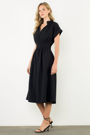 THML Black Textured Midi