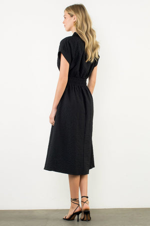 THML Black Textured Midi