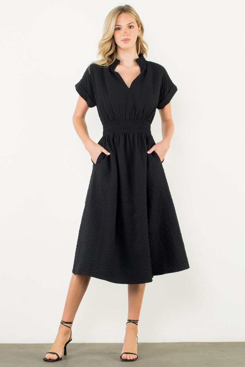 THML Black Textured Midi