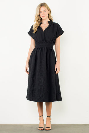 THML Black Textured Midi