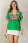 THML Emme Embroidered Flutter Sleeve