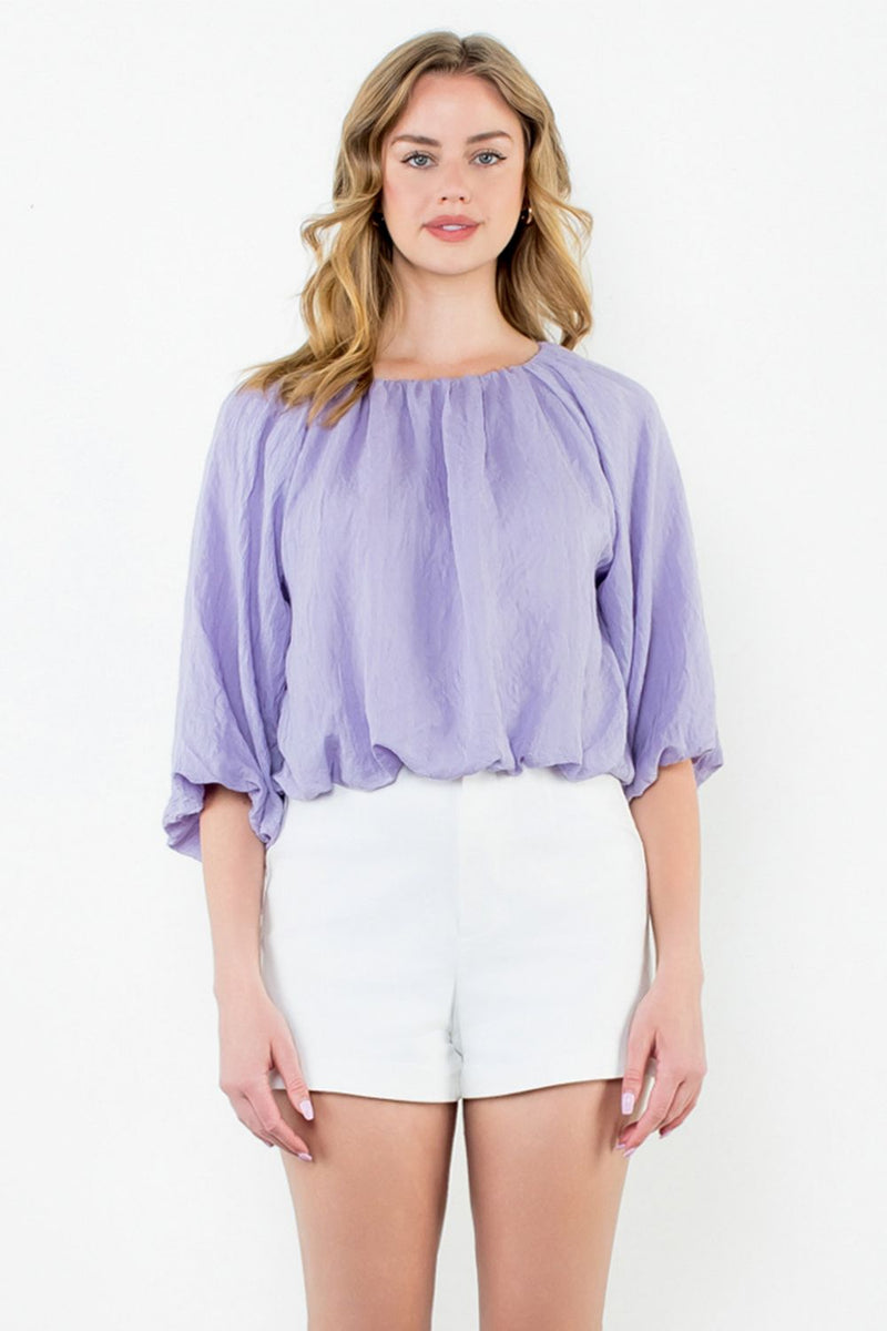 THML Textured Bubble Blouse Lavender