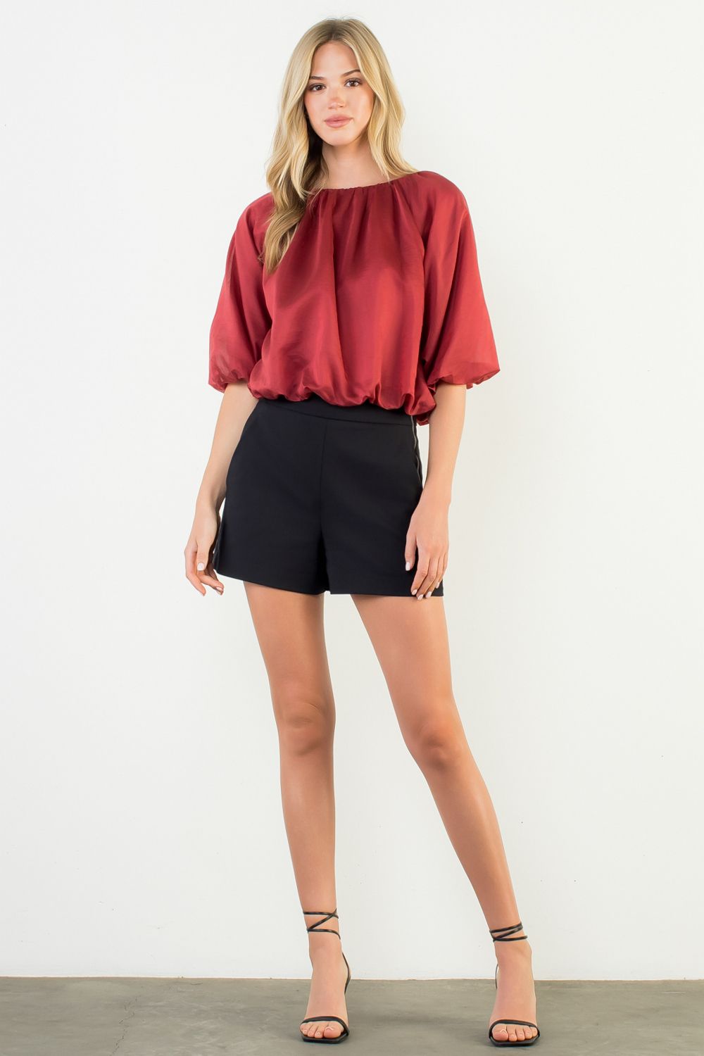 THML Balloon Sleeve Bubble Blouse