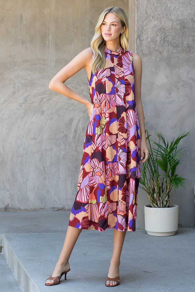 THML Back Tie Floral Midi