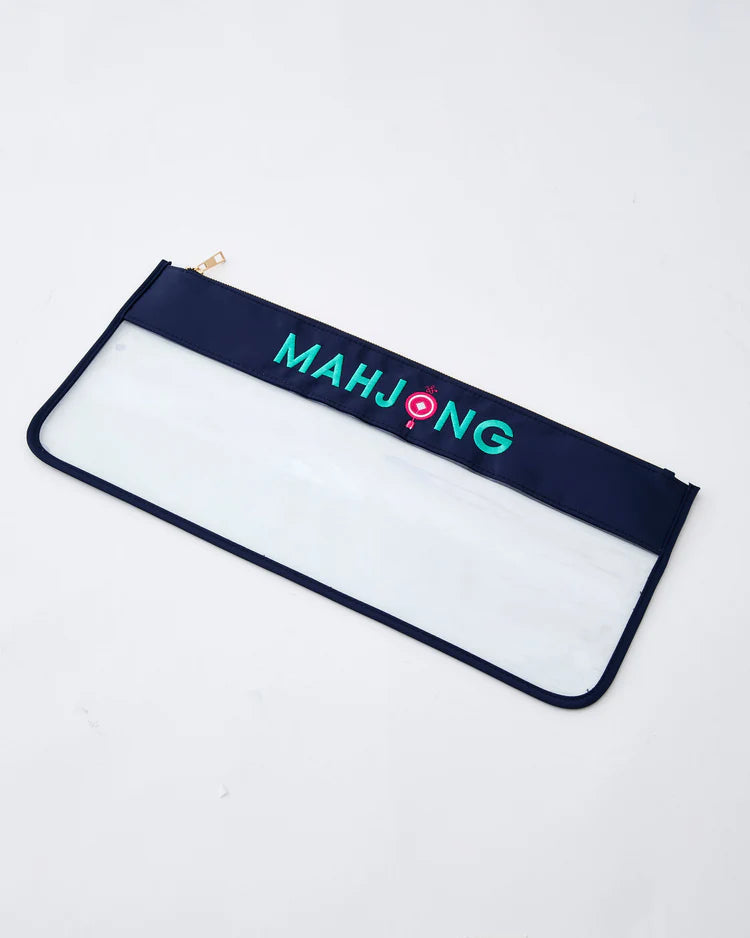 Navy Stitched Mahjong Tile Bag