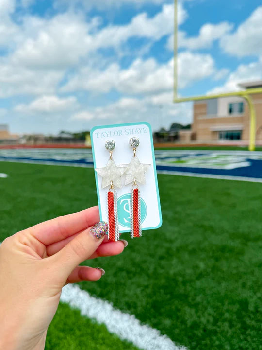 Taylor Shaye Orange Star Chain Tassels