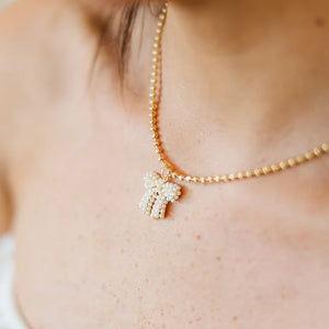 TS Pearl Bow Necklace