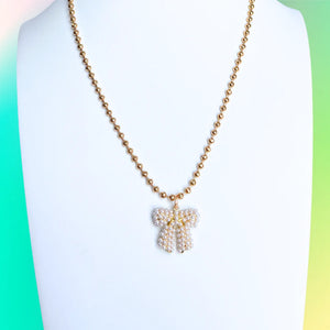 TS Pearl Bow Necklace